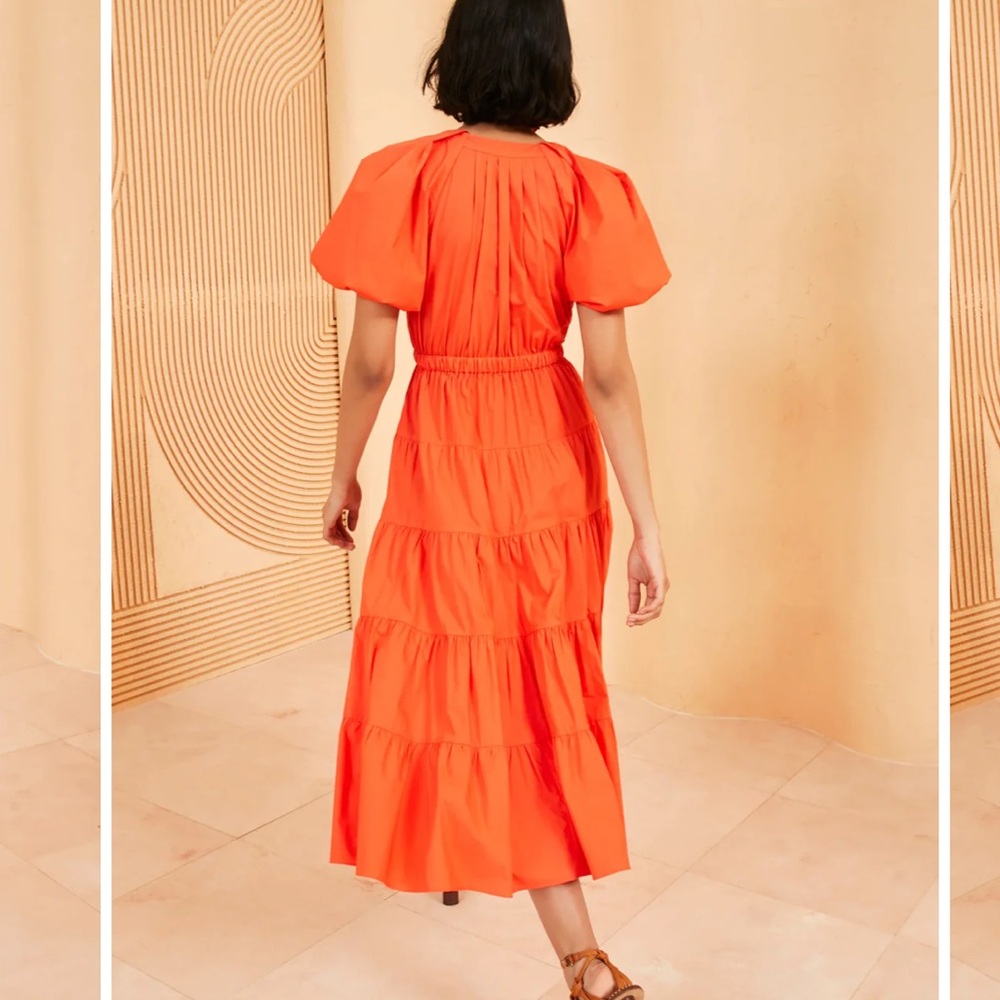 Ulla Johnson Vibrant Orange Midi Dress - image 2